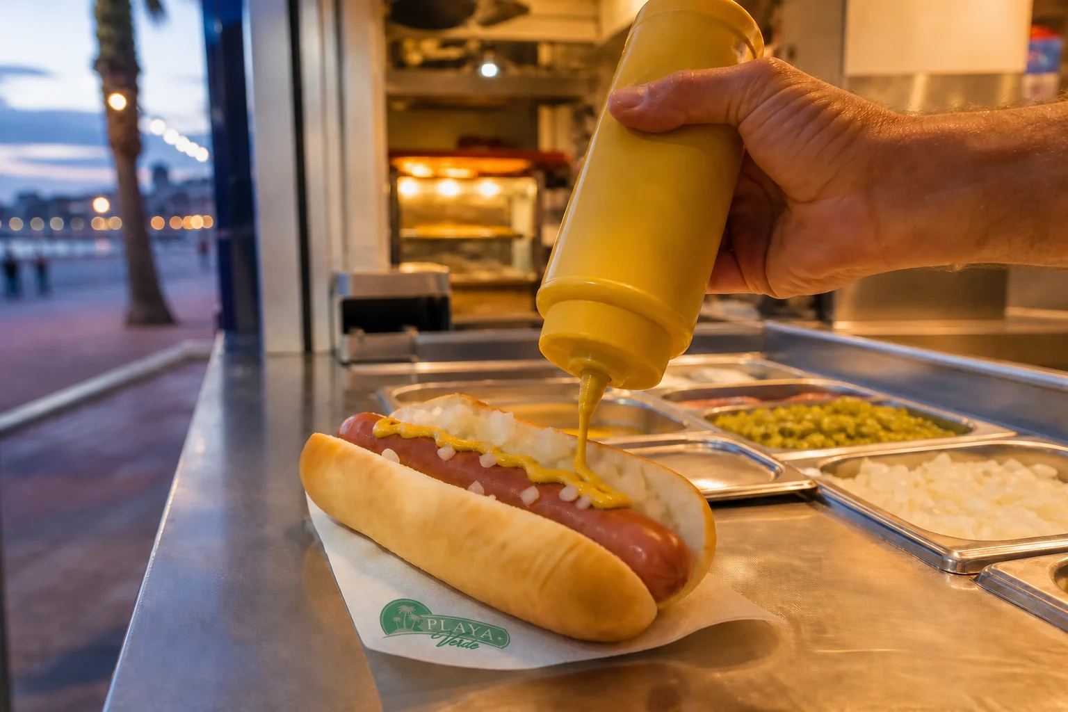 Hot dog made to order beside the Cala Millor promenade